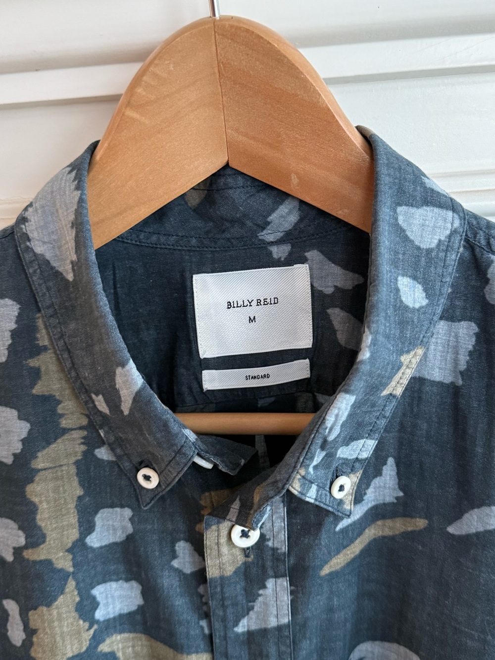 Billy Reid Men's Blue Patterned Button-Down Shirt